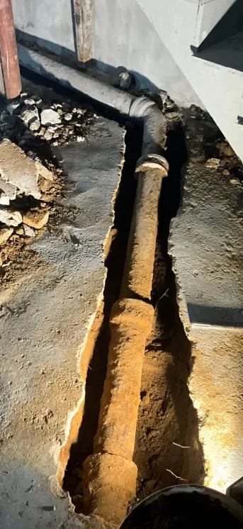 Before — Burst pipe repair — Gosforth